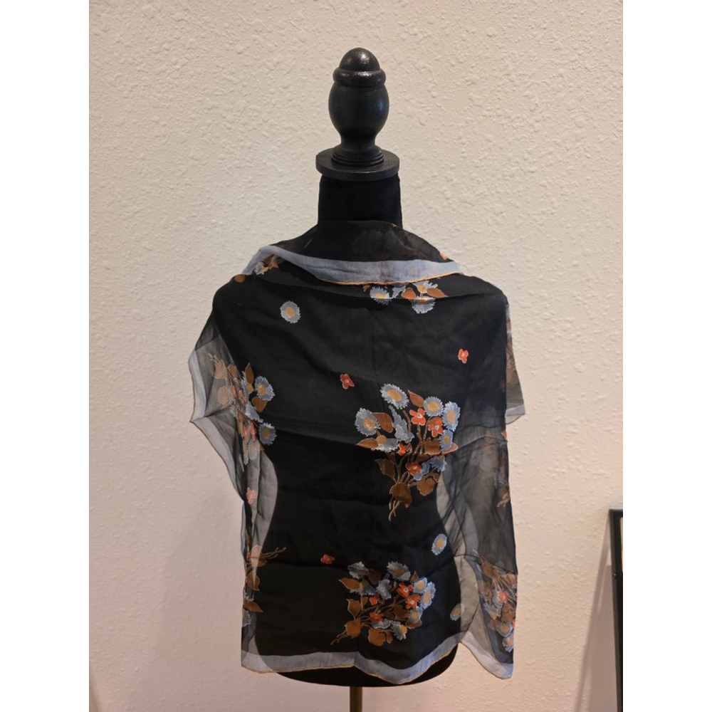Women's Unbranded Black Floral Sheer Scarf One Size